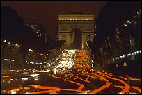 Arc de Triomphe and Champs Elysees at night. Paris, France